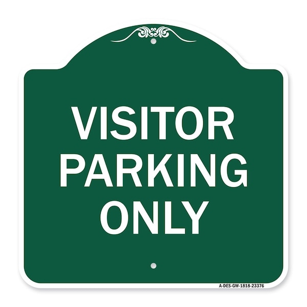 Parking Reserved Sign Visitor Parking Only, Green & White Aluminum Sign, 18" x 18", GW-1818-23376